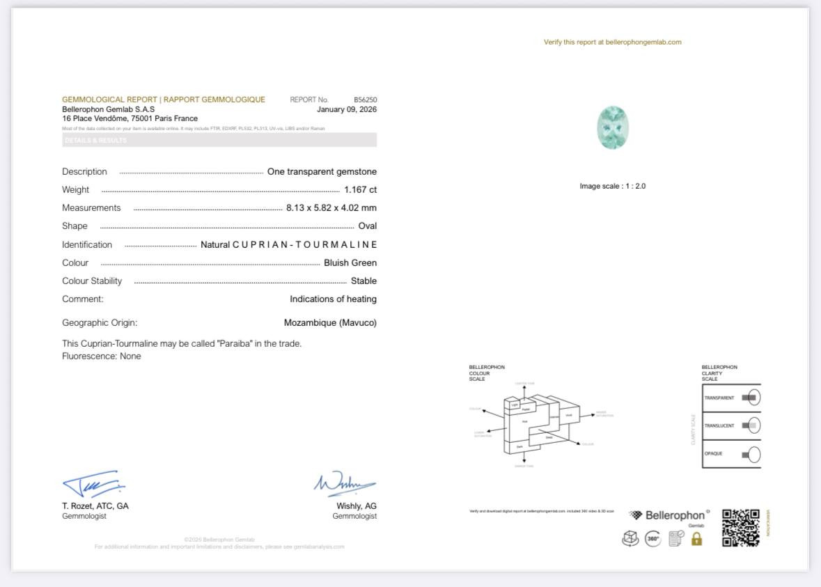 Paraiba Neon Green oval cut 1.16 carats, Mozambique Image №6