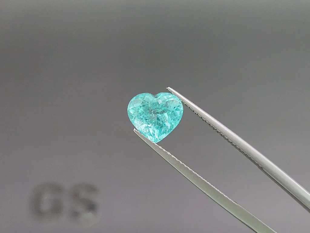 Neon Paraiba tourmaline greenish blue heart shape 2.61 carats, Mozambique Image №3