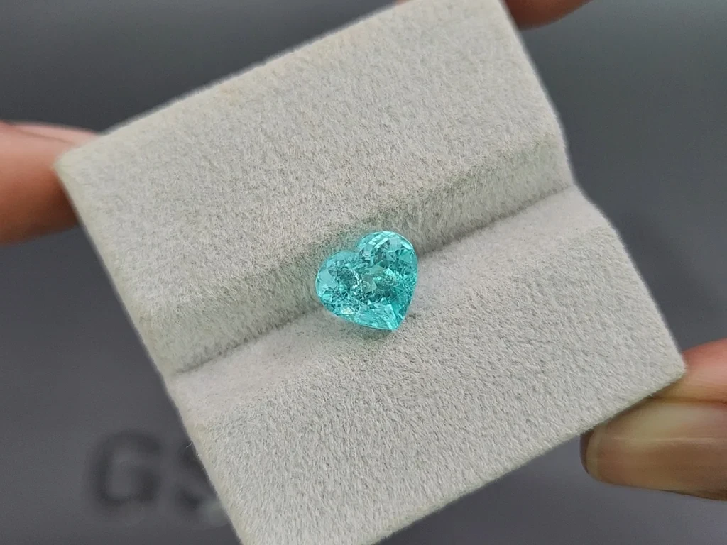 Neon Paraiba tourmaline greenish blue heart shape 2.61 carats, Mozambique Image №4