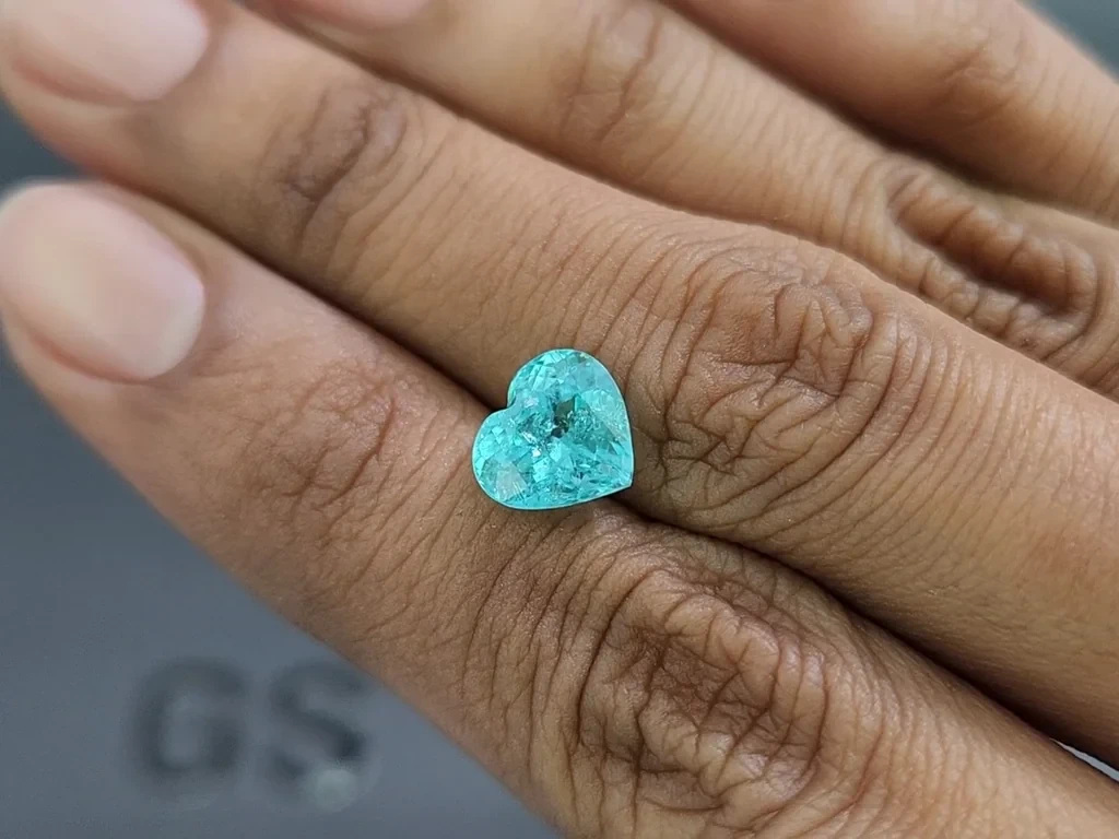 Neon Paraiba tourmaline greenish blue heart shape 2.61 carats, Mozambique Image №2