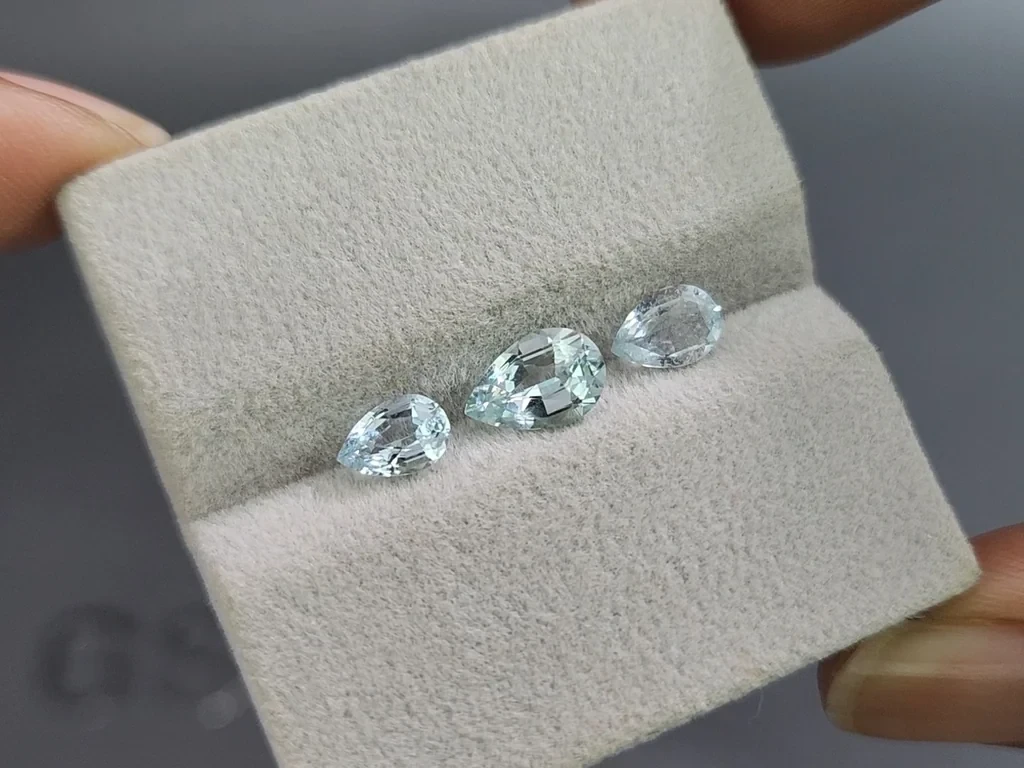 Set of aquamarines pear cut 1.82 carats, Madagascar Image №5