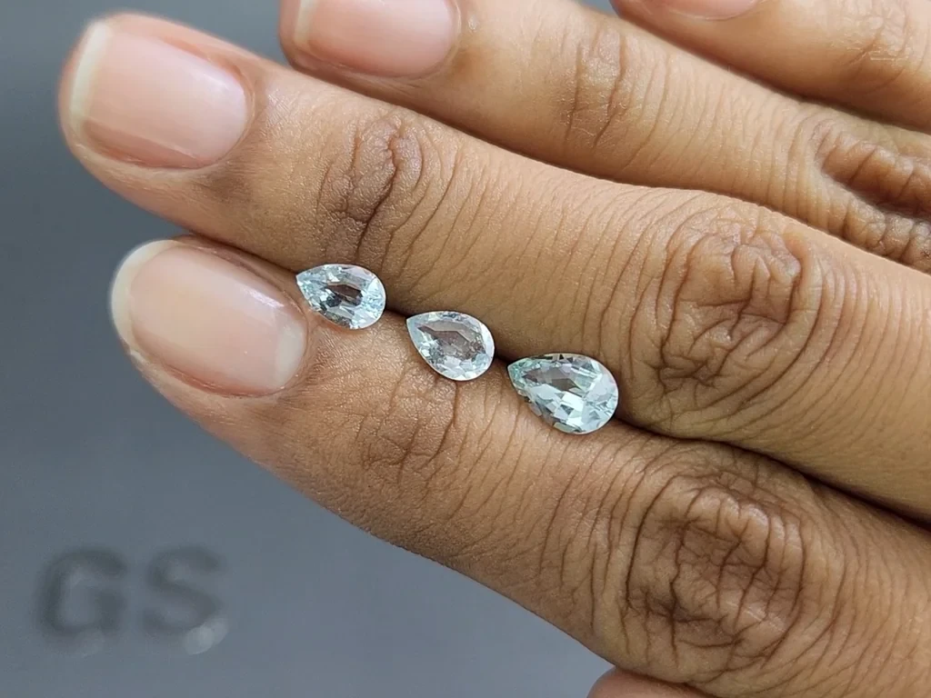 Set of aquamarines pear cut 1.82 carats, Madagascar Image №2