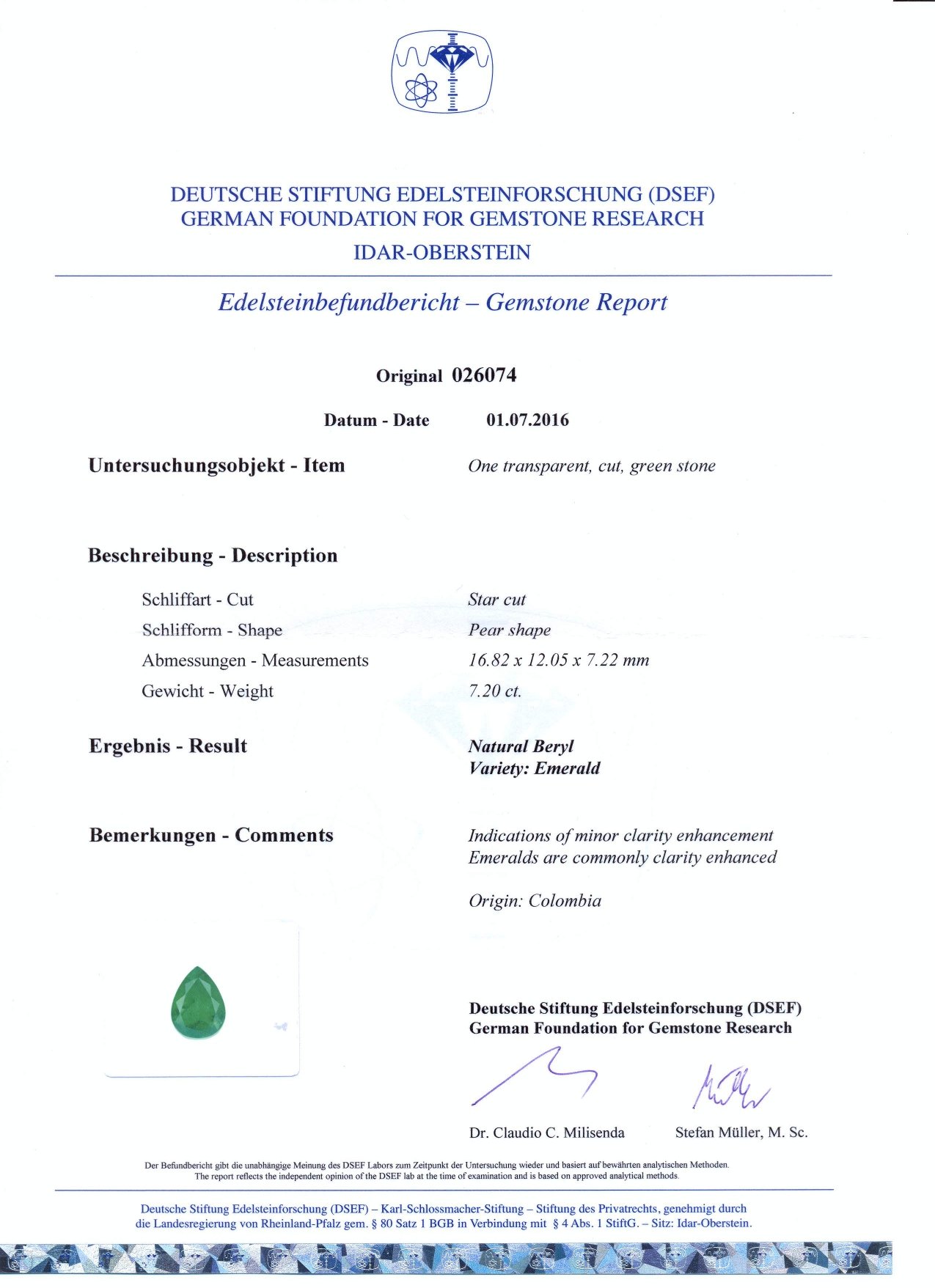 Colombian emerald 7.20 ct Image №6