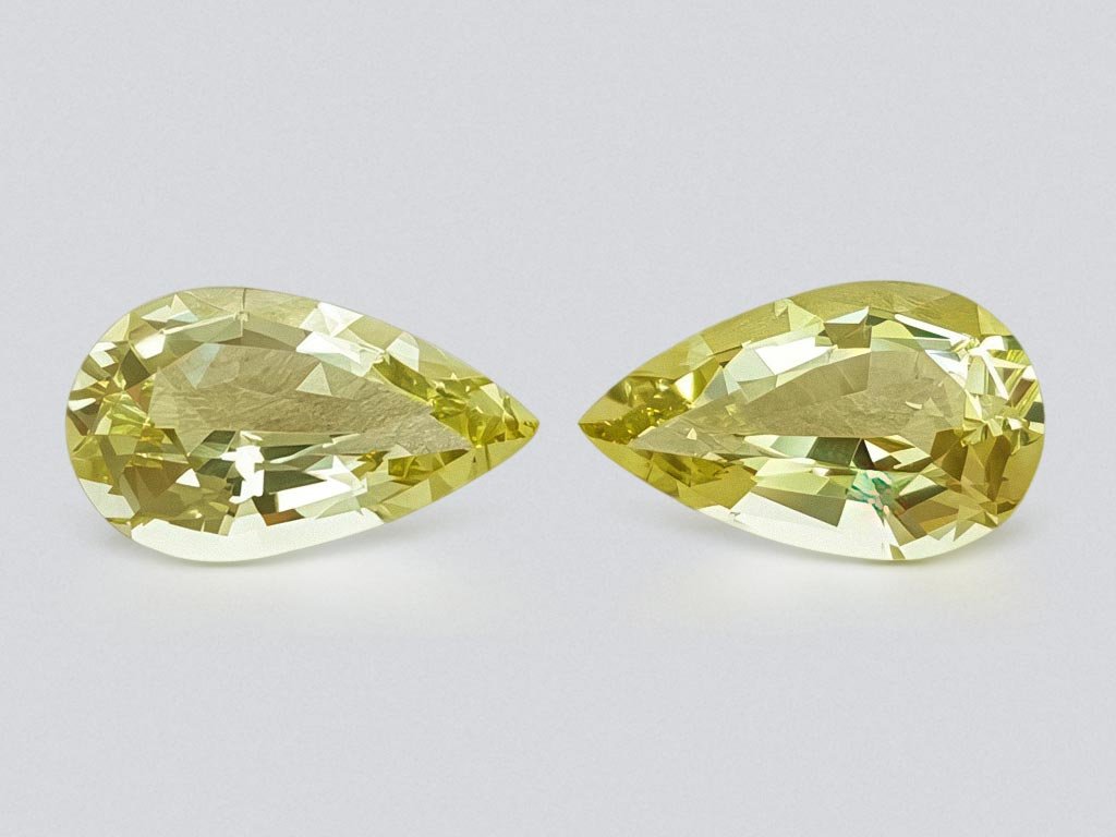 Pair of lemon yellow beryls, pear cut 6.86 ct Image №1
