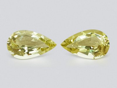Pair of lemon yellow beryls, pear cut 6.86 ct photo