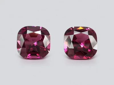 Pair of saturated cushion cut rhodolites 10.01 ct, Malawi photo