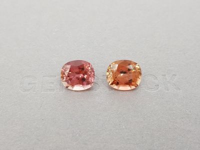 Pair of orange and pink tourmalines 8.24 ct photo