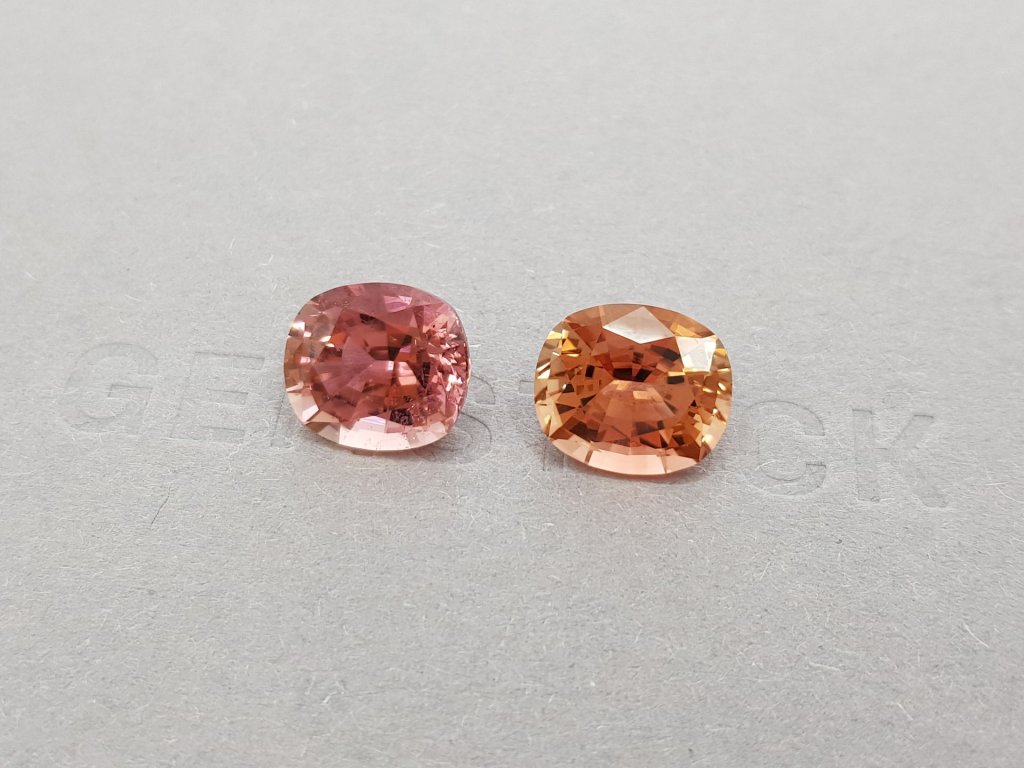 Pair of orange and pink tourmalines 8.24 ct Image №2