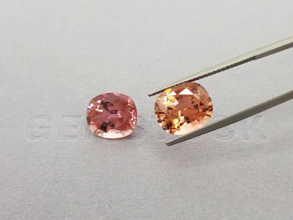 Pair of orange and pink tourmalines 8.24 ct Image №4