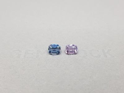 Contrasting pair of unheated lavender and blue sapphires 1.76 ct photo