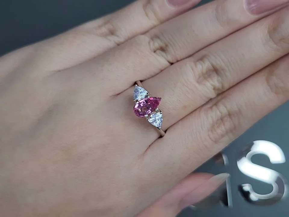 Pink Mahenge spinel in pear cut 1.06 carats, Tanzania Image №5