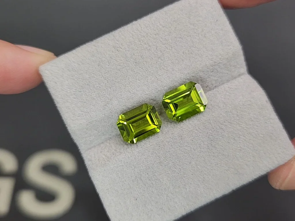 Pair of peridots octagon cut 4.94 carats, Burma Image №4