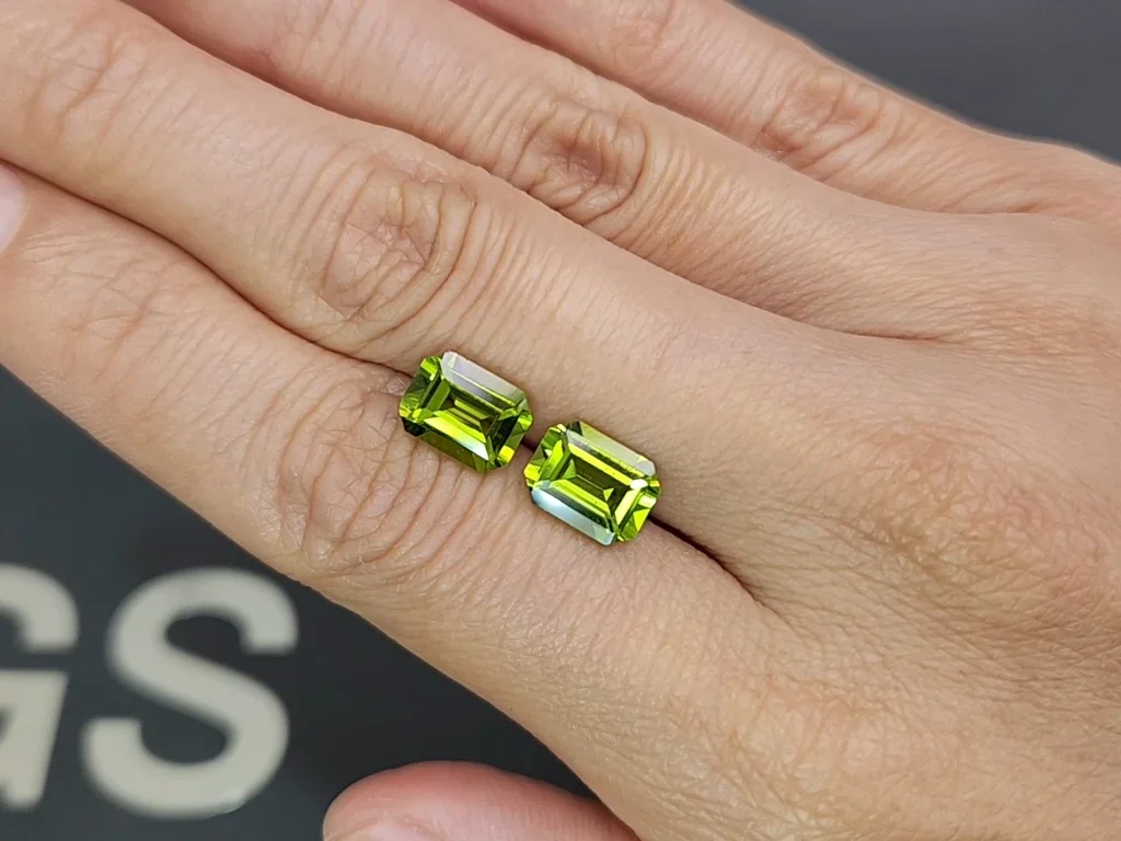 Pair of peridots octagon cut 4.94 carats, Burma Image №2