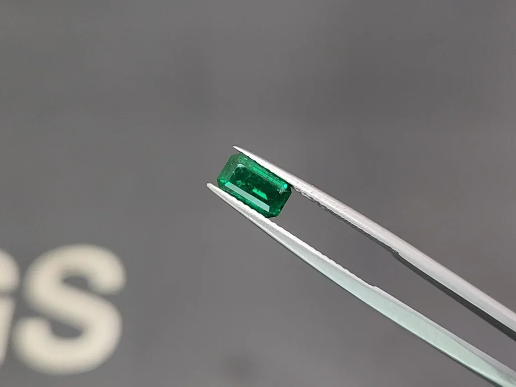 Vivid green emerald in octagon cut 0.88 carats, Panjshir Image №3