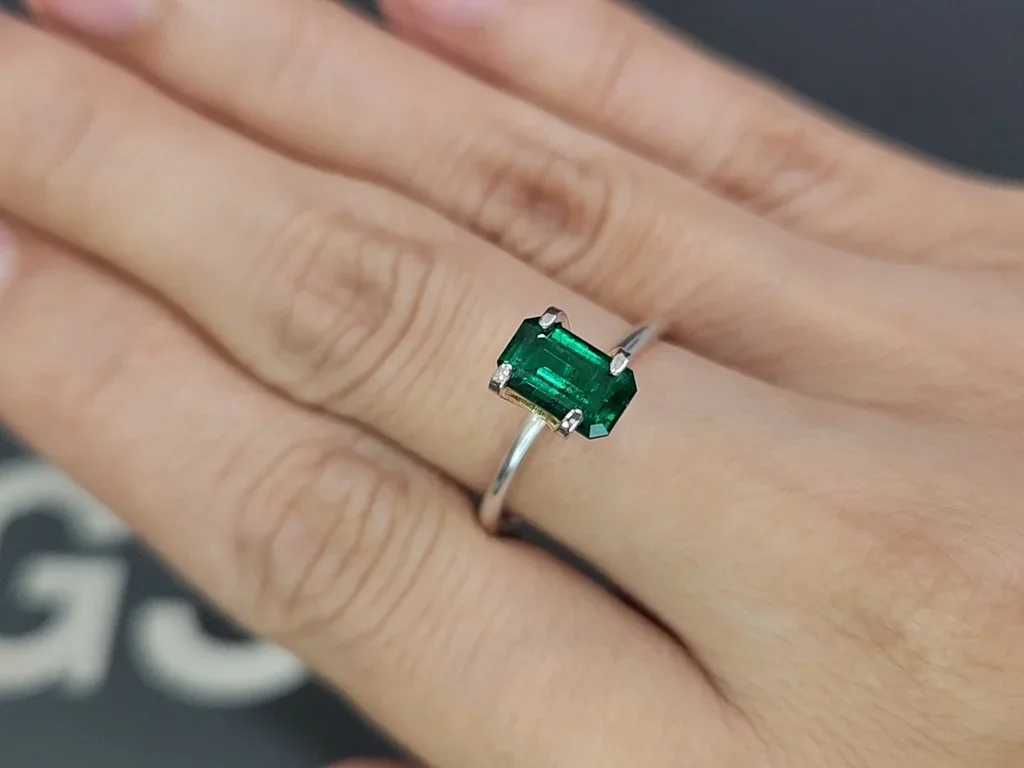 Vivid green emerald in octagon cut 0.88 carats, Panjshir Image №5