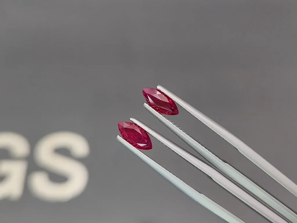 Pair of rubies marquise cut 1.41 carats, Burma Image №3