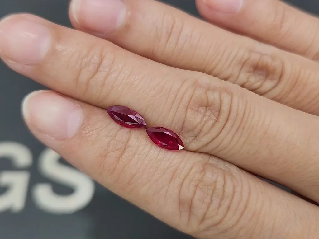 Pair of rubies marquise cut 1.41 carats, Burma Image №2