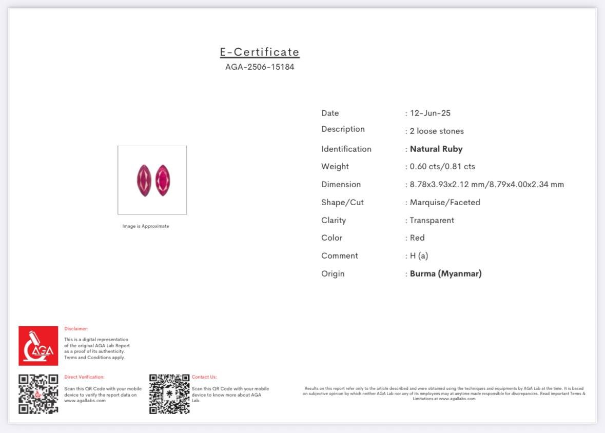 Pair of rubies marquise cut 1.41 carats, Burma Image №5
