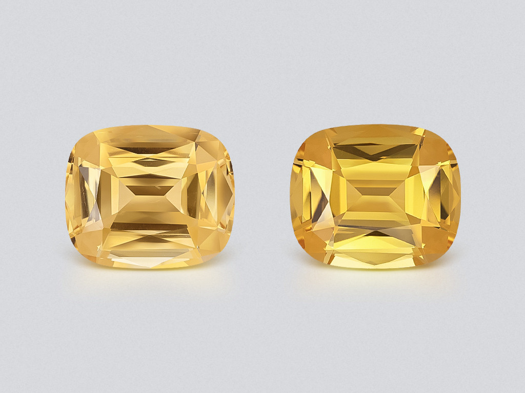 Pair of large citrines precision cut cushion 34.26 carats, Africa Image №1