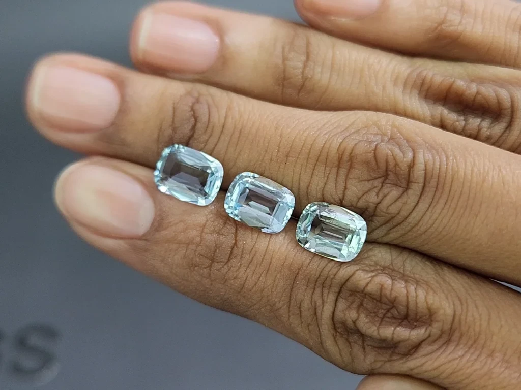 Set of aquamarines cushion cut 5.32 carats, Madagascar Image №2