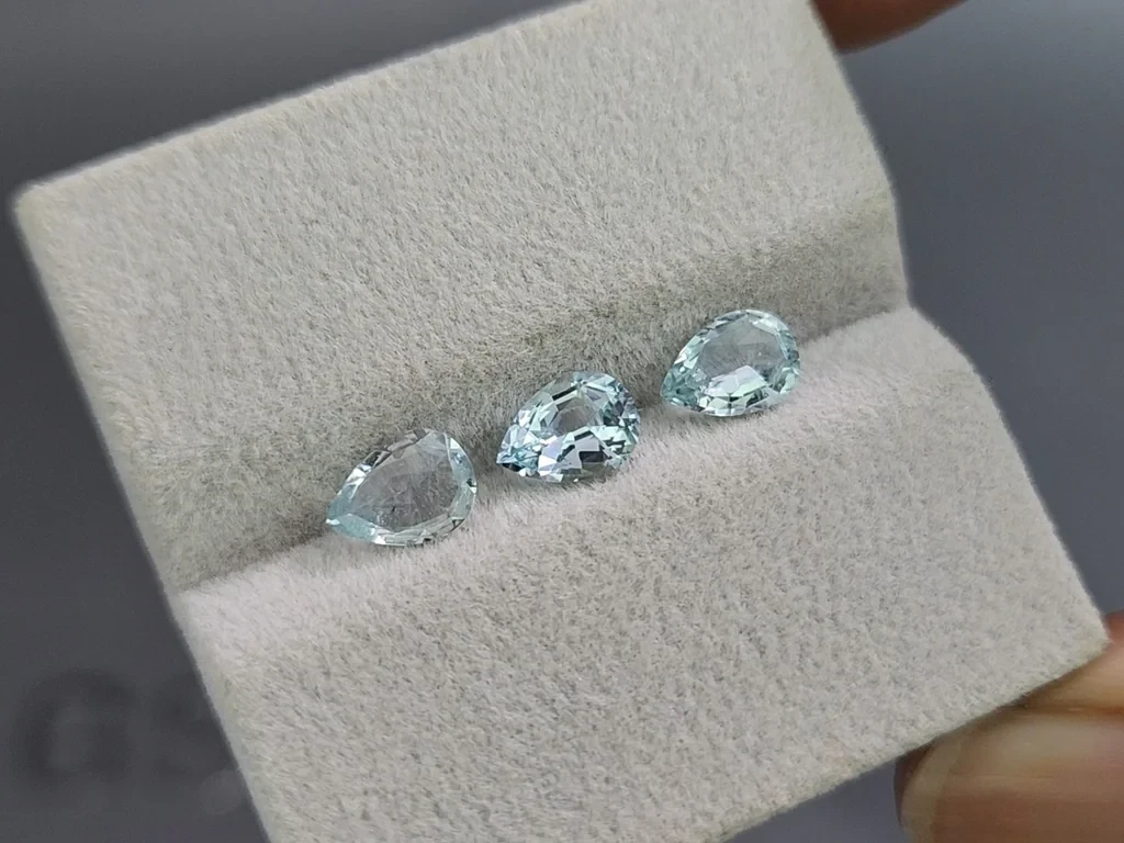 Set of aquamarines pear cut 1.84 carats, Madagascar Image №5