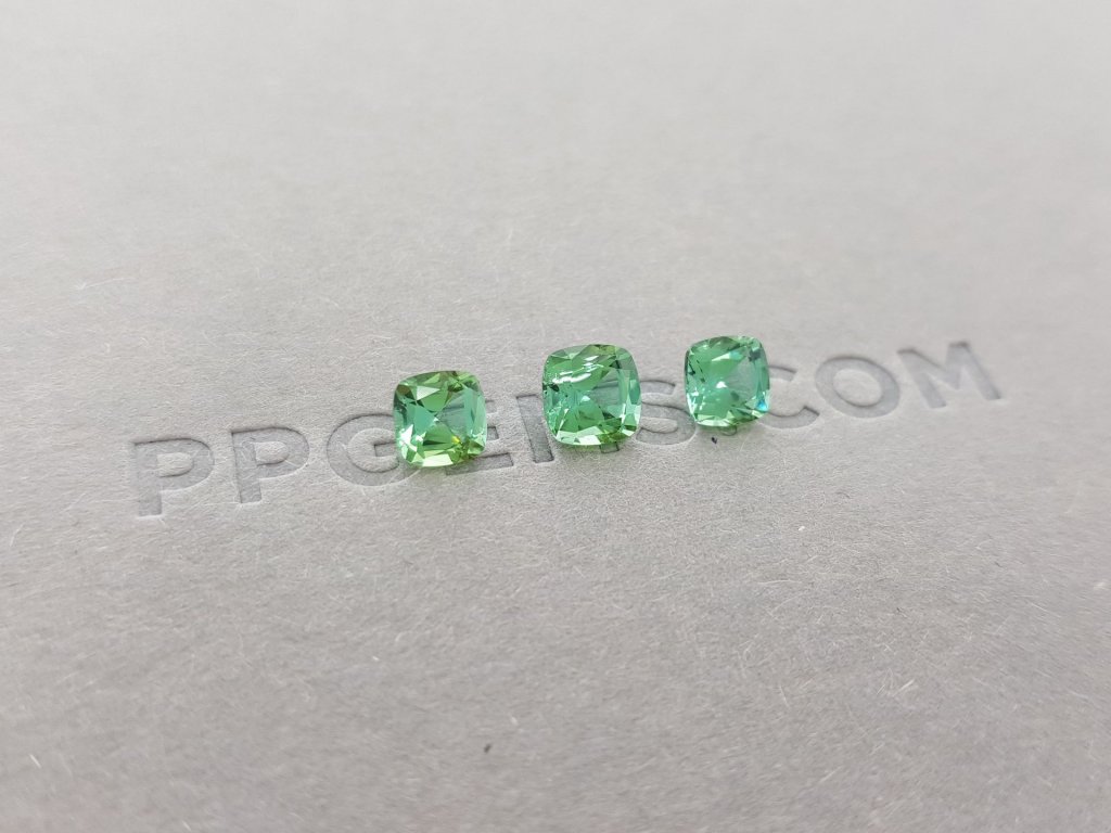 Cushion cut blue green tourmaline set 1.99 ct Image №2