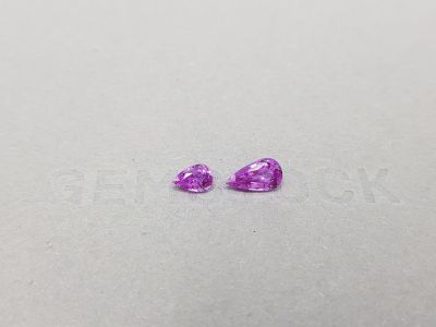 Bright asymmetrical pair of pear cut pink sapphires 1.31 ct photo