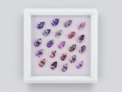 Set of calibrated sapphires 5x3 mm in pear cut 4.61 carats/21 pcs. photo