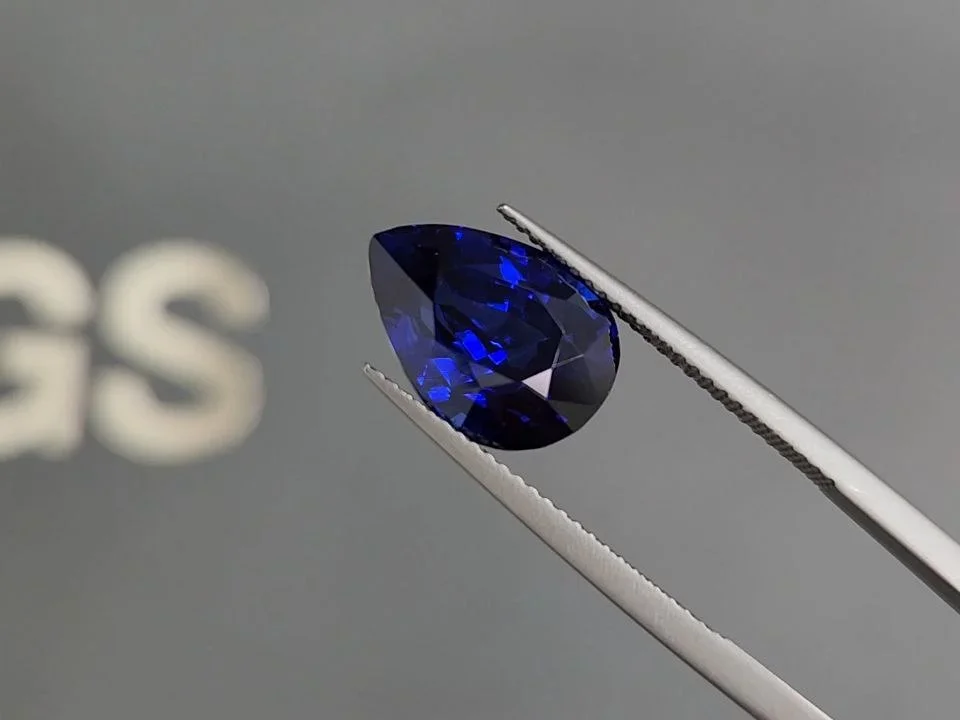Royal Blue sapphire in pear cut 7.76 ct, Sri Lanka Image №3
