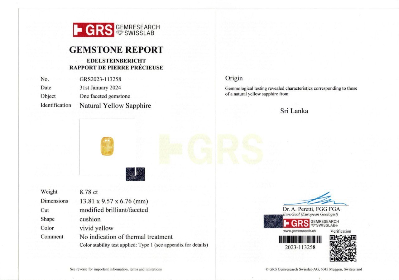 Untreated Golden yellow sapphire in cushion cut 8.78 carats, Sri Lanka Image №6