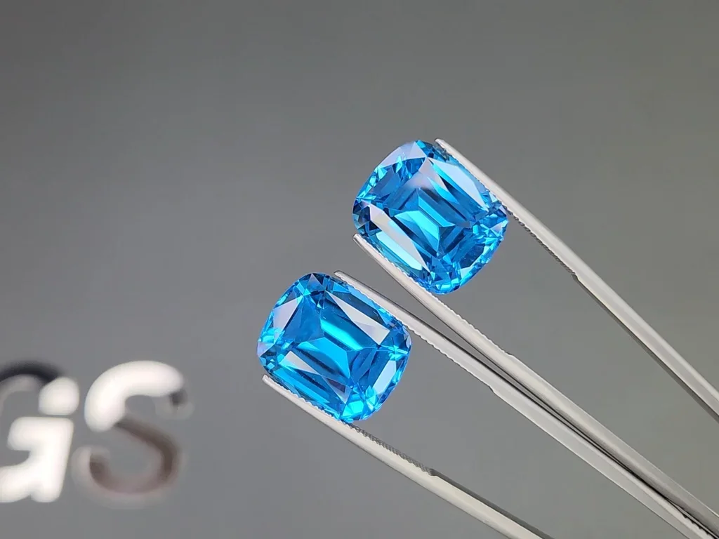 Set of Swiss Blue topaz in cushion cut 53.84 carats, Brazil  Image №4