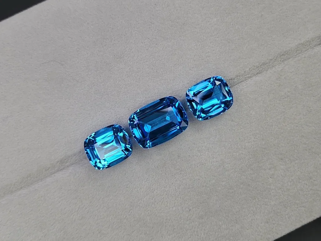Set of Swiss Blue topaz in cushion cut 53.84 carats, Brazil  Image №5