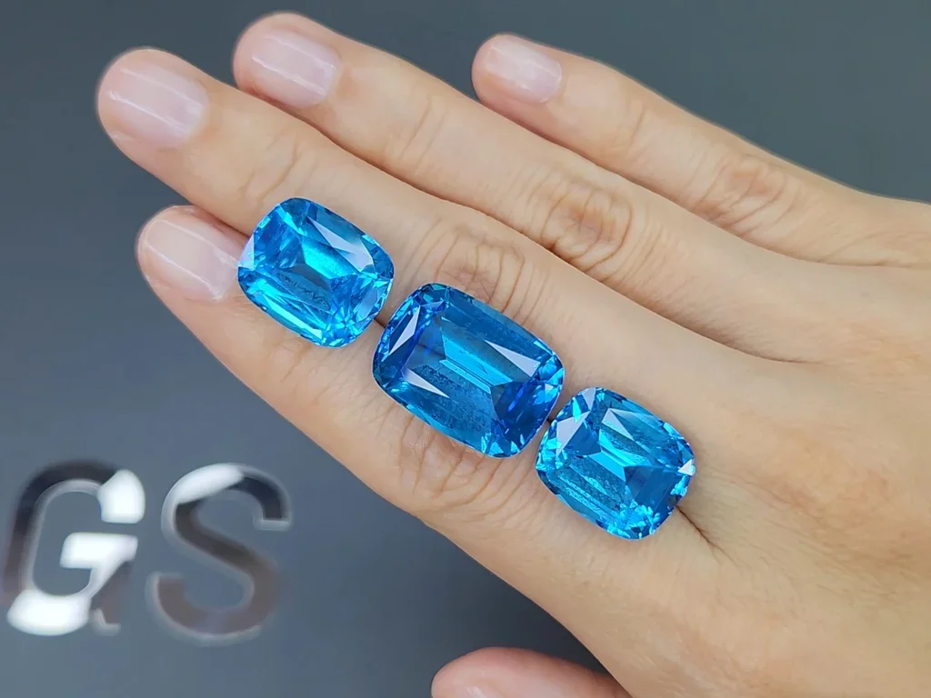 Set of Swiss Blue topaz in cushion cut 53.84 carats, Brazil  Image №2