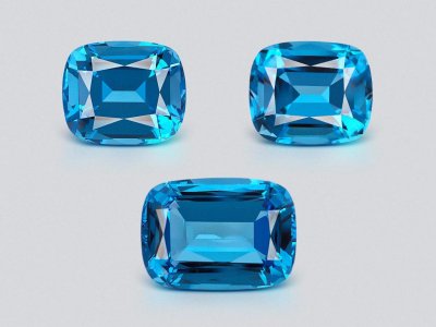 Set of Swiss Blue topaz in cushion cut 53.84 carats, Brazil  photo