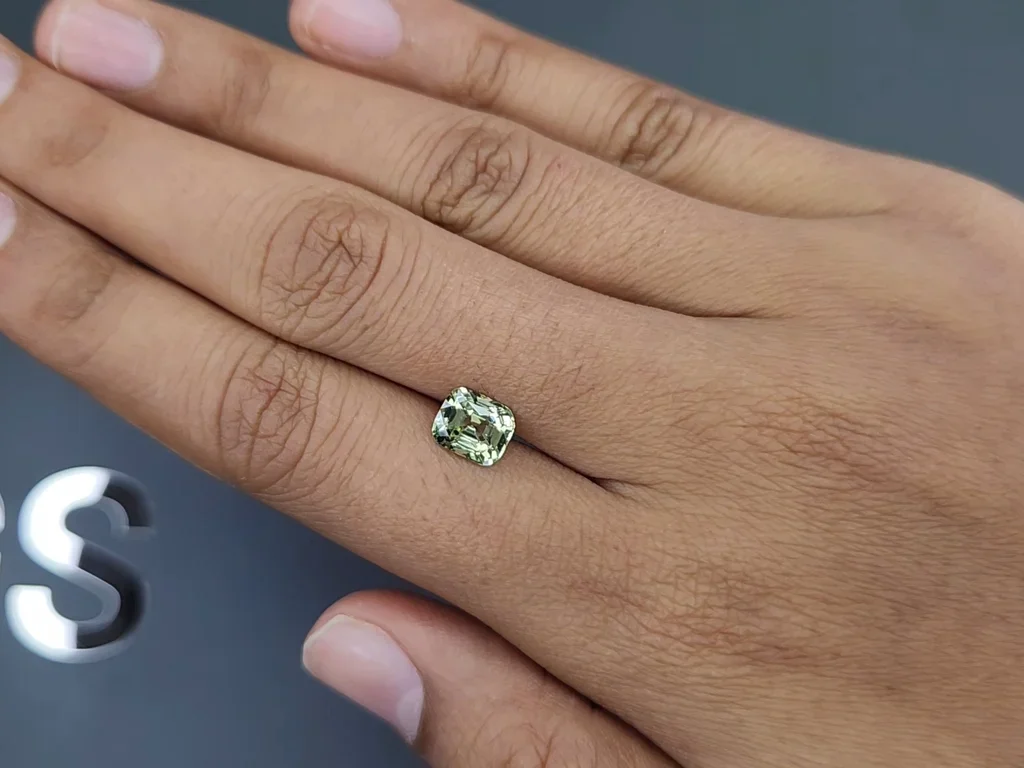 Yellowish-green grossular garnet in cushion cut 1.62 carats, Tanzania Image №2