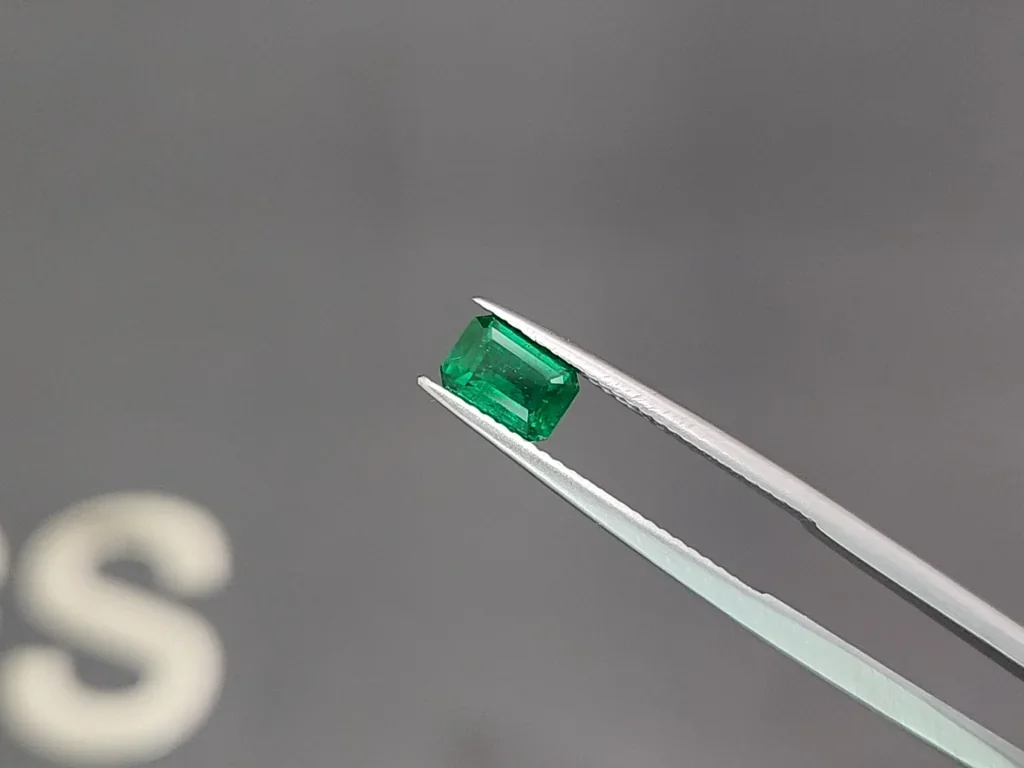 Vivid green emerald in octagon cut 0.78 carats, Panjshir Image №3
