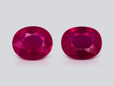 Pair of rubies oval cut 1.46 carats, Burma photo