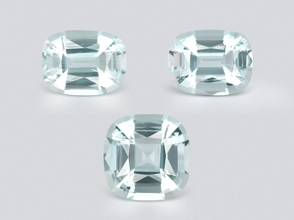 Set of aquamarines cushion cut 4.11 carats, Madagascar Image №1
