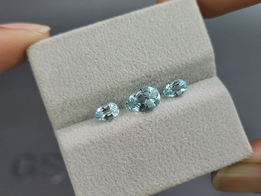 Set of aquamarines pear cut 1.79 carats, Madagascar Image №5