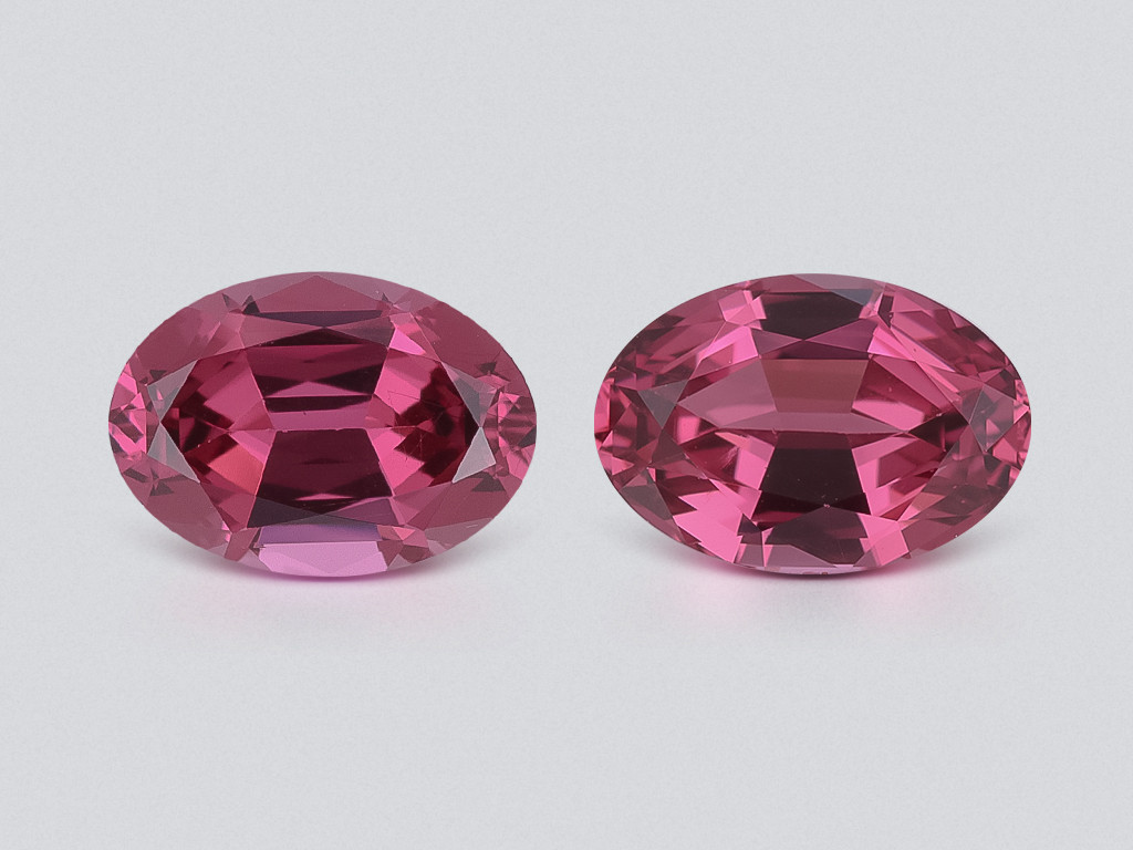 Pair of rhodolite garnets oval cut 1.87 carats, Madagascar Image №1