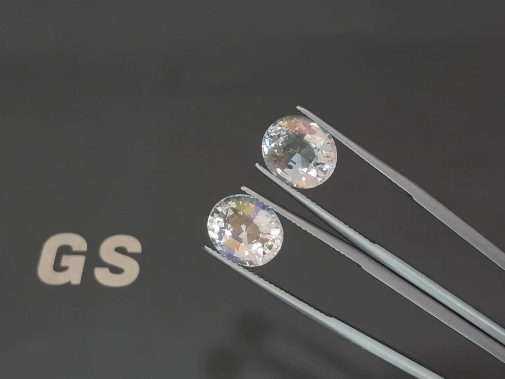 Pair of rainbow moonstone in oval cut 9.34 carats, Madagascar Image №3