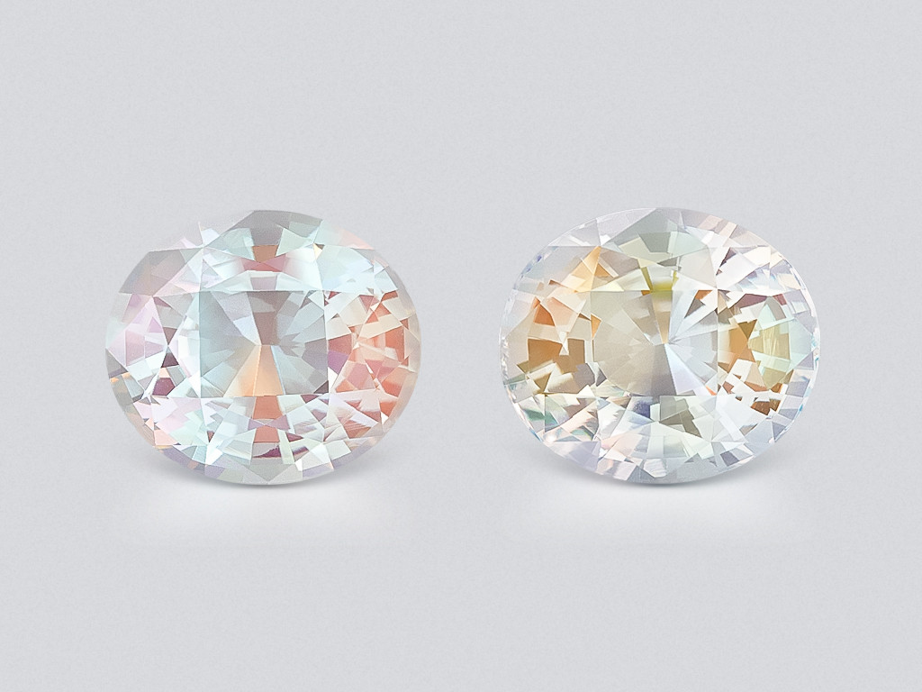 Pair of rainbow moonstone in oval cut 9.34 carats, Madagascar Image №1