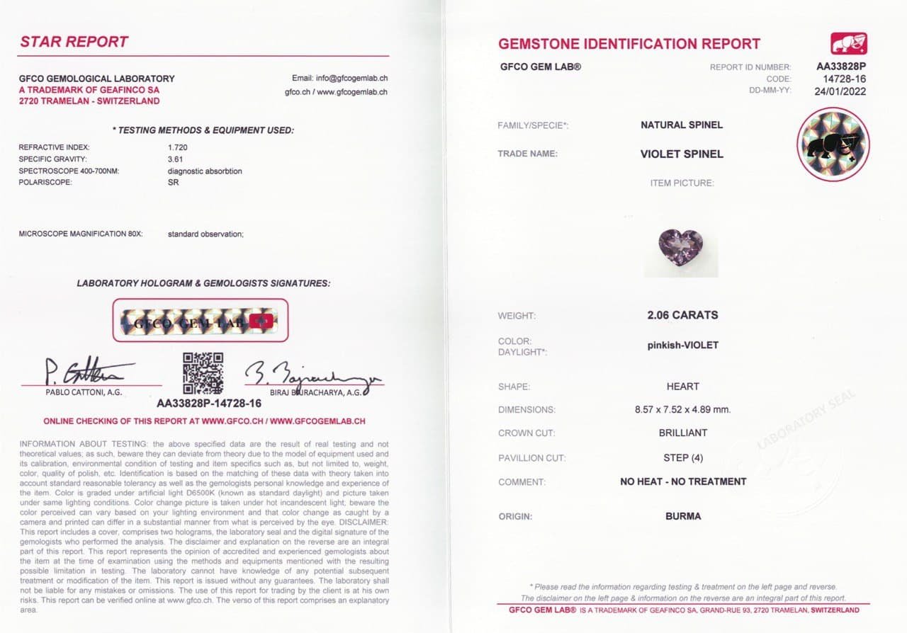 Heart cut purple spinel 2.06 ct, Burma Image №4