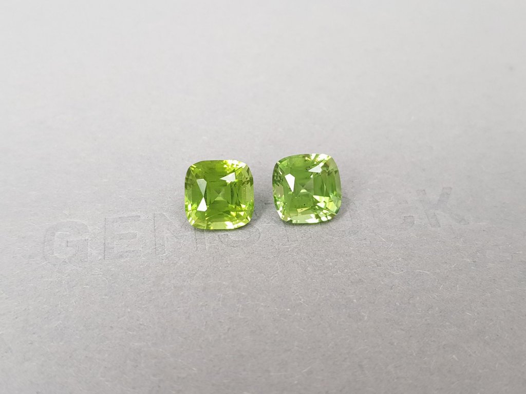 Pair of apple green peridots from Burma 6.04 ct Image №2