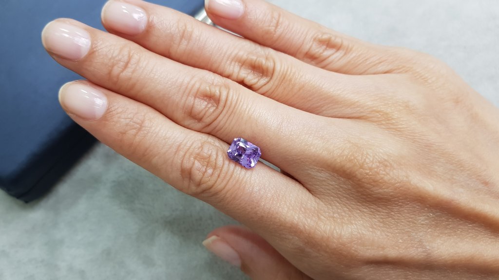 Unheated radiant cut lavender color sapphire 2.58 ct, Sri Lanka Image №2
