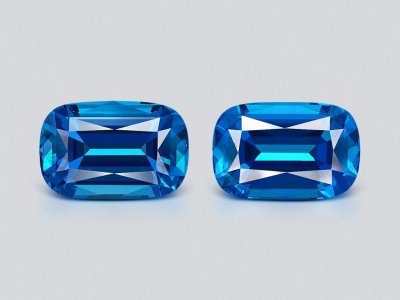 Pair of cushion cut Swiss Blue topaz 60.30 carats, Brazil  photo
