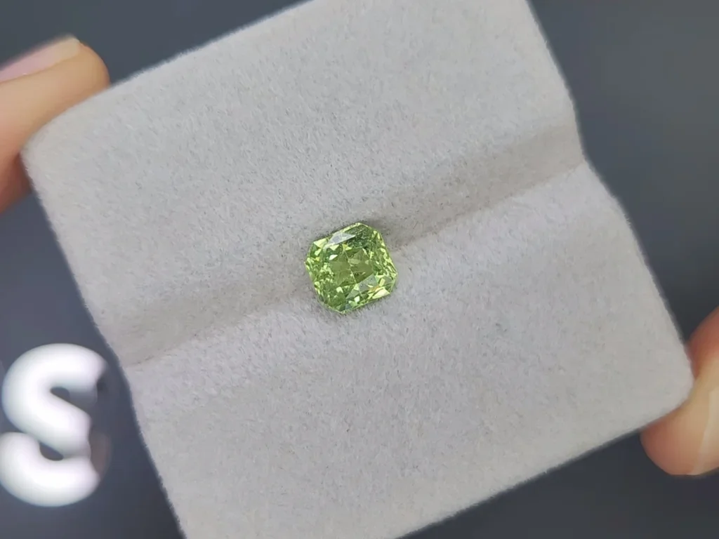 Yellowish-green grossular garnet in radiant cut 1.58 carats, Tanzania Image №4