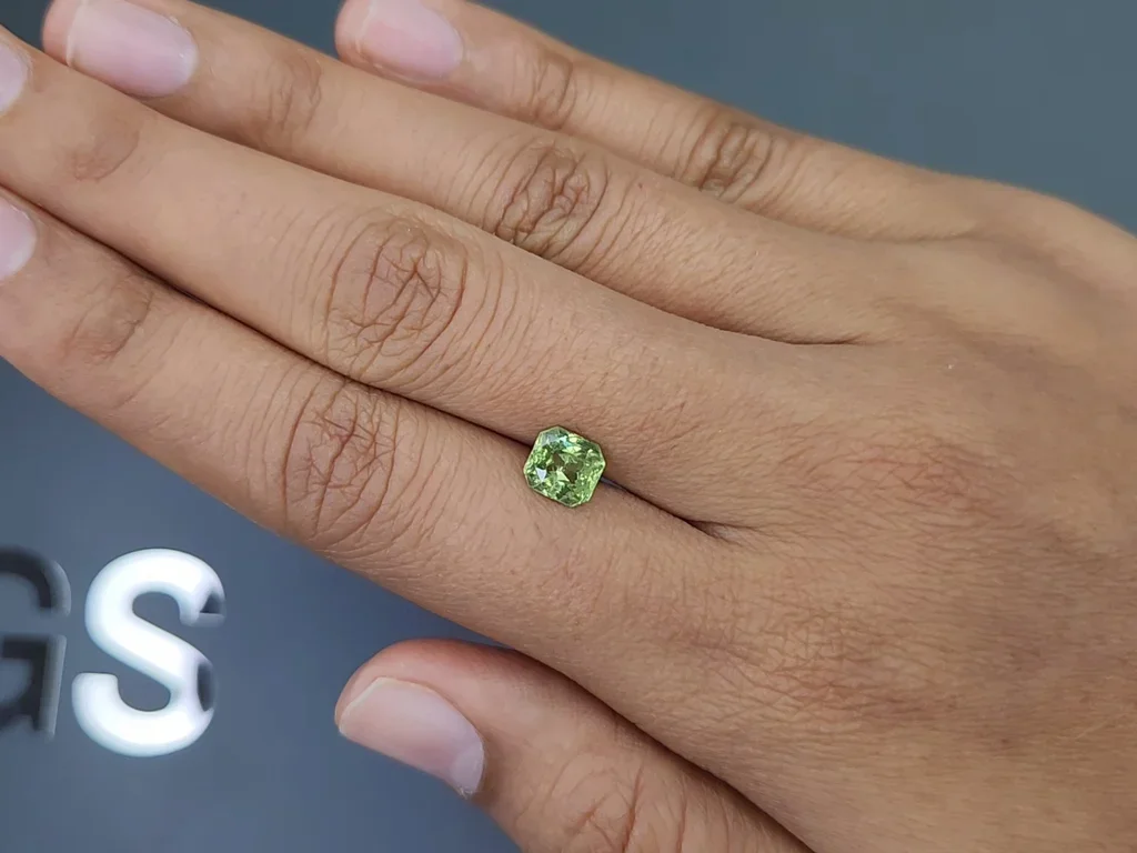 Yellowish-green grossular garnet in radiant cut 1.58 carats, Tanzania Image №2