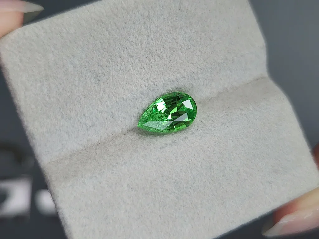Neon Green tsavorite garnet in pear cut 1.93 carats, Tanzania  Image №4