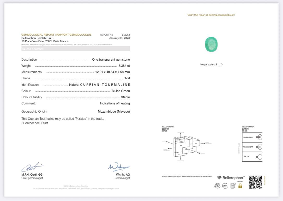 Paraiba Neon Green oval cut 8.38 carats, Mozambique Image №6